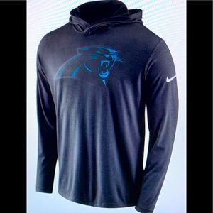 CAROLINA PANTHERS NIKE LONG SLEEVE HOODY ….. HAS TRI FOLD HOODY/ NEW WTAGS